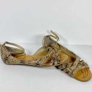 Snake Skin Ankle Strap Open Toe Sandals